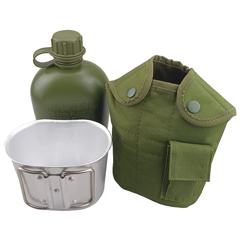 US Style Camo Water Canteen with Bag — Camo — Tactical Camping