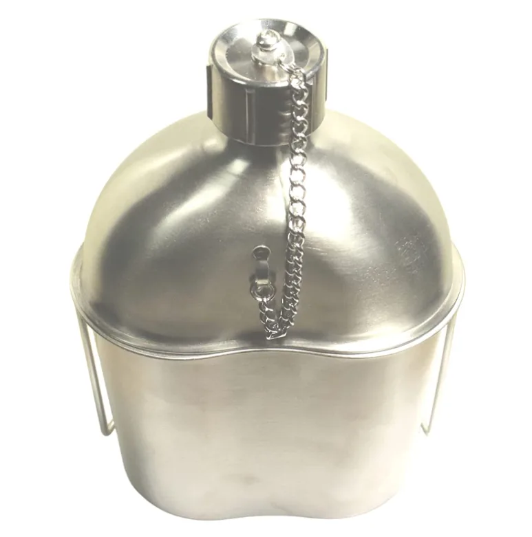 Stainless Steel Combat Canteen Kidney Cup — Silver — Tactical Camping
