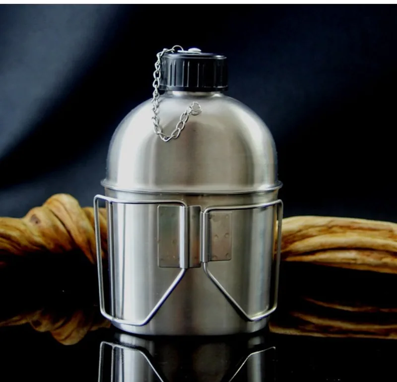 Stainless Steel Water Canteen 1L with Cup — Silver view 5