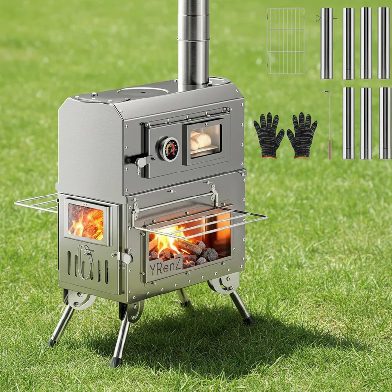 Portable Wood Stove Folding Heater — Silver — Tactical Camping
