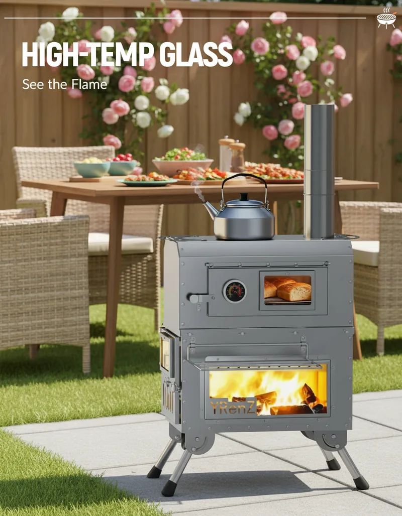 Portable Wood Stove Folding Heater — Silver view 4