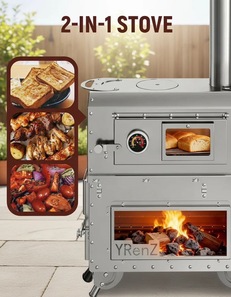 Portable Wood Stove Folding Heater — Silver view 5