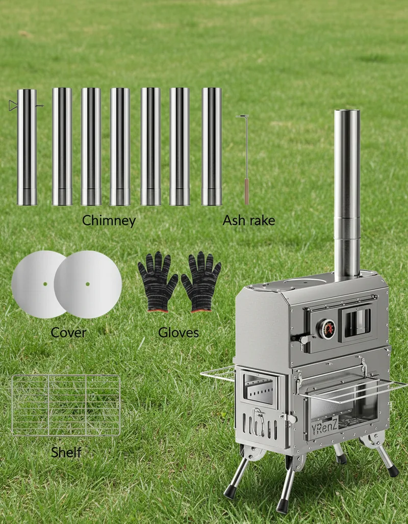 Portable Wood Stove Folding Heater — Silver view 6