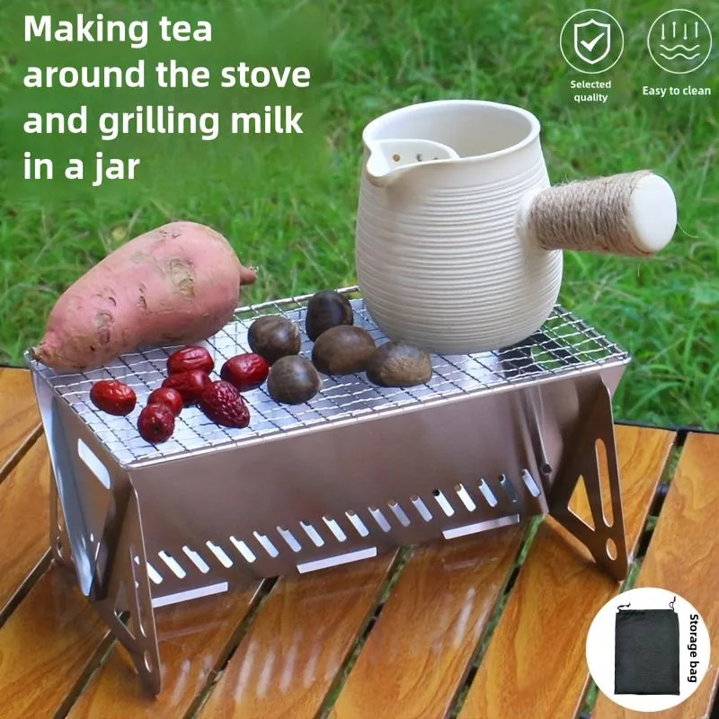 Mini Stainless Steel Wood Stove — Silver view 3