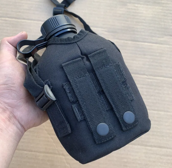 Tactical Water Bottle Canteen Cover — Black — Tactical Camping