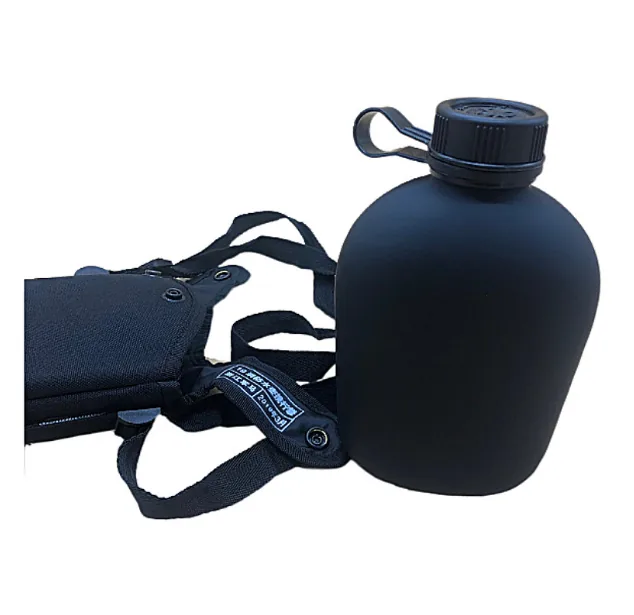 Tactical Water Bottle Canteen Cover — Black view 2