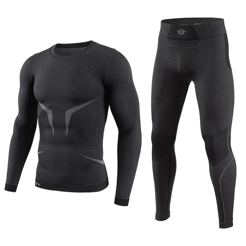 Seamless Thermal Long Johns Base Layer Suit — Black — Tactical Base Layers