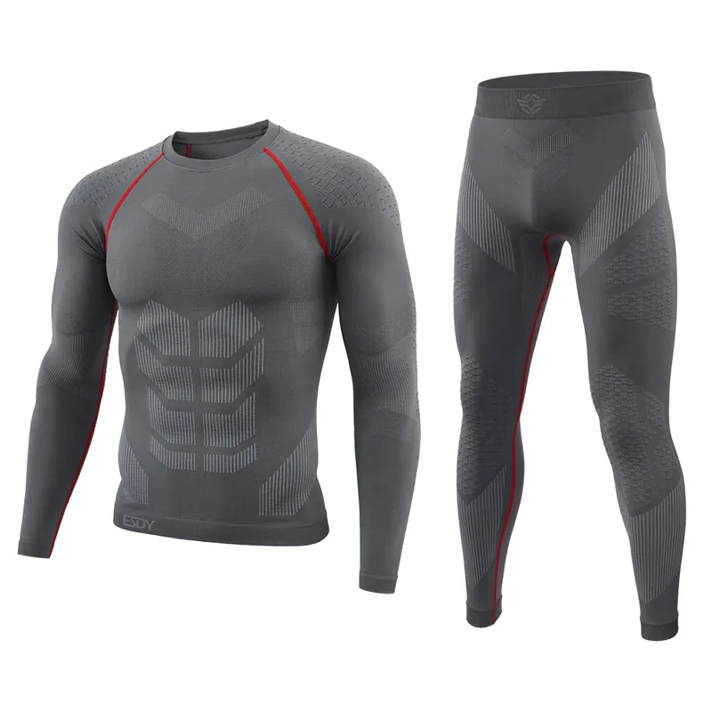 Sports Thermal Underwear Long Johns Set — Black view 3