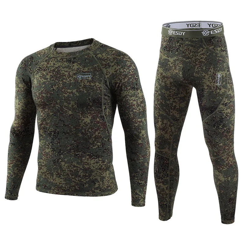 Fleece Warm Long Johns Skiing Set — Camo — Tactical Base Layers