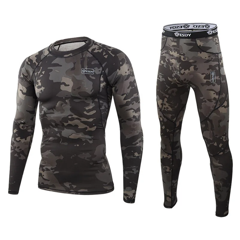 Fleece Warm Long Johns Skiing Set — Camo view 2