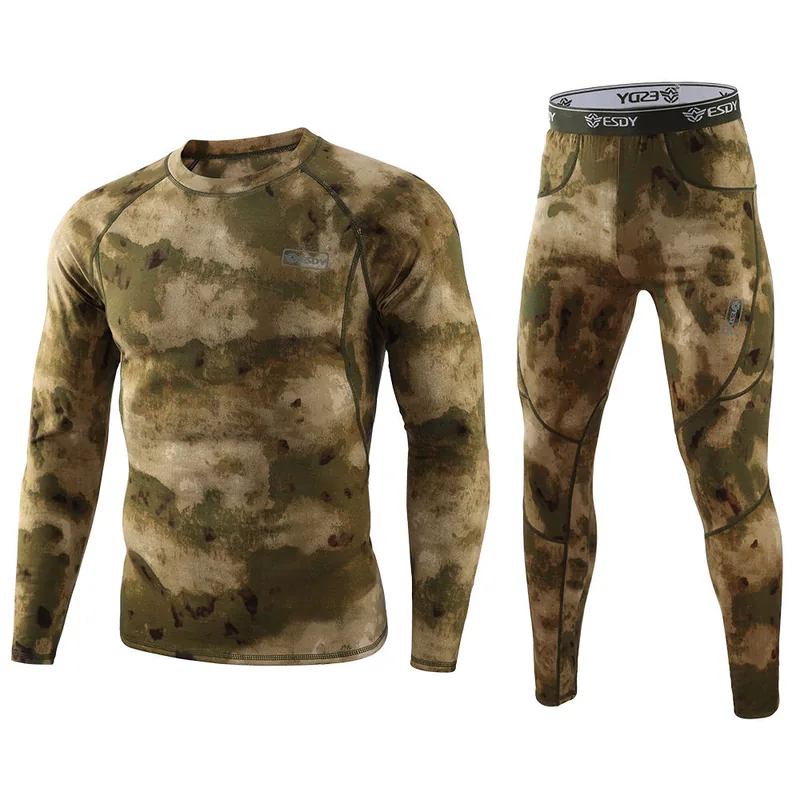 Fleece Warm Long Johns Skiing Set — Camo view 4