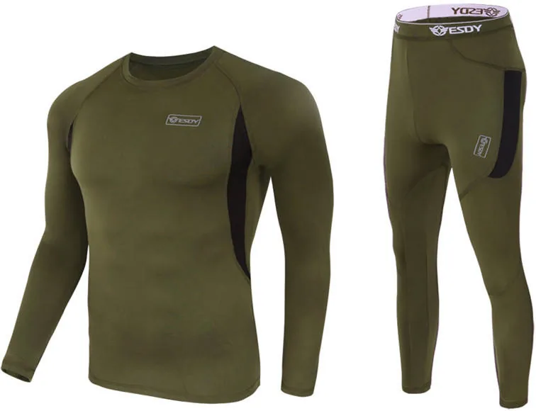 Men Thermal Underwear Base Layer Set — Black view 4