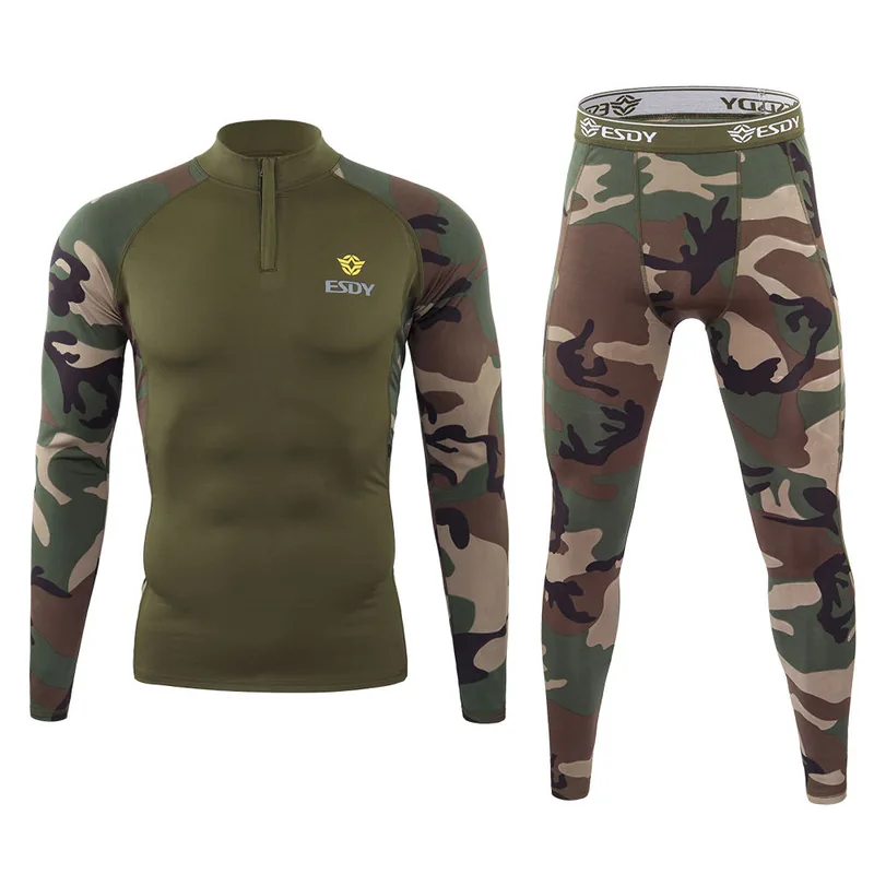 Sports Fleece Thermal Underwear Set — Black — Tactical Base Layers