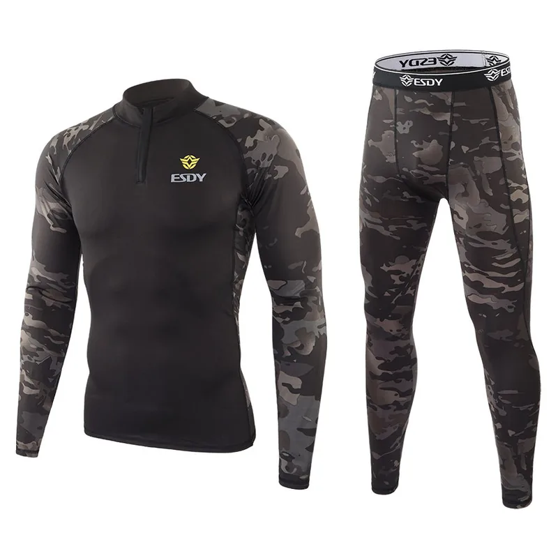 Sports Fleece Thermal Underwear Set — Black view 3