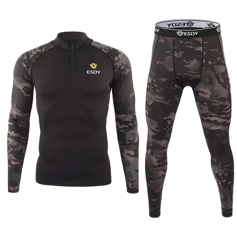 Sports Fleece Thermal Underwear Set — Black view 4