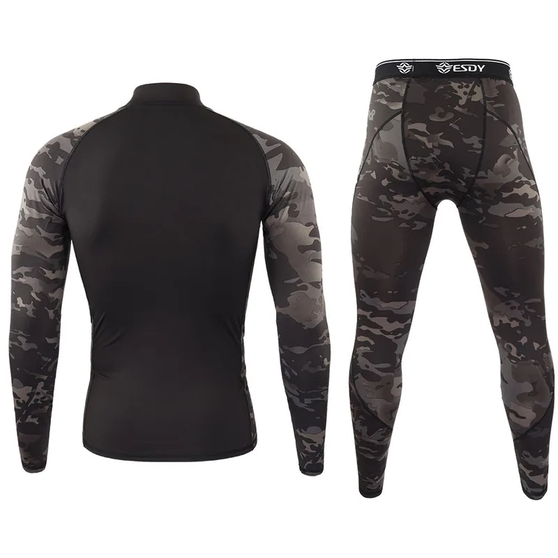 Sports Fleece Thermal Underwear Set — Black view 5