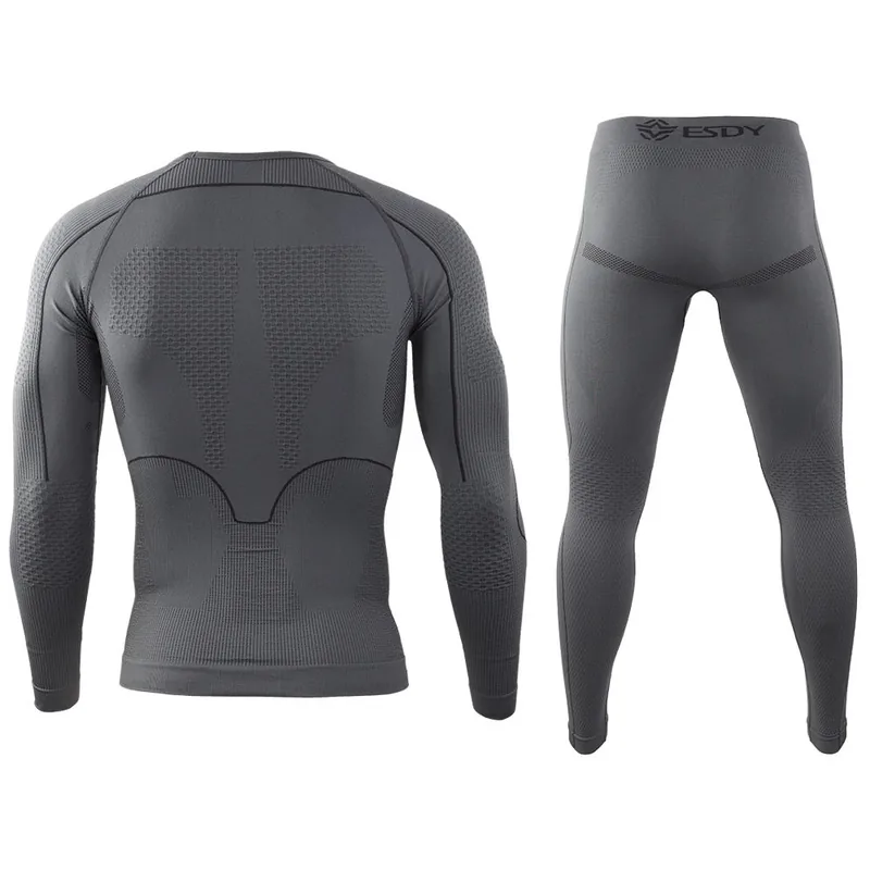 Outdoor Camouflage Thermal Underwear Set — Black view 3