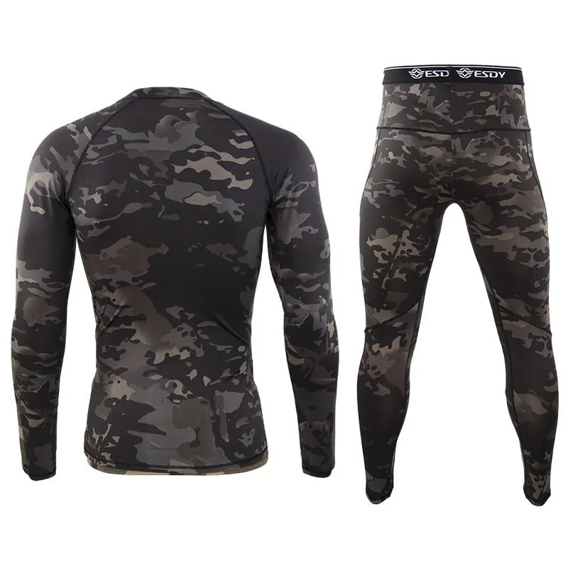 Windproof Camouflage Thermal Underwear Set — Camo view 3