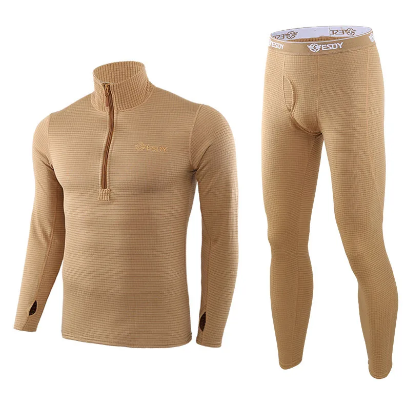 Tactical Fleece Thermal Underwear Suit — Black — Tactical Base Layers