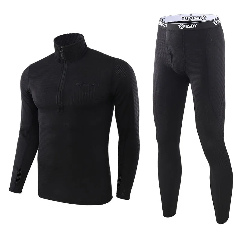 Tactical Fleece Thermal Underwear Suit — Black view 2