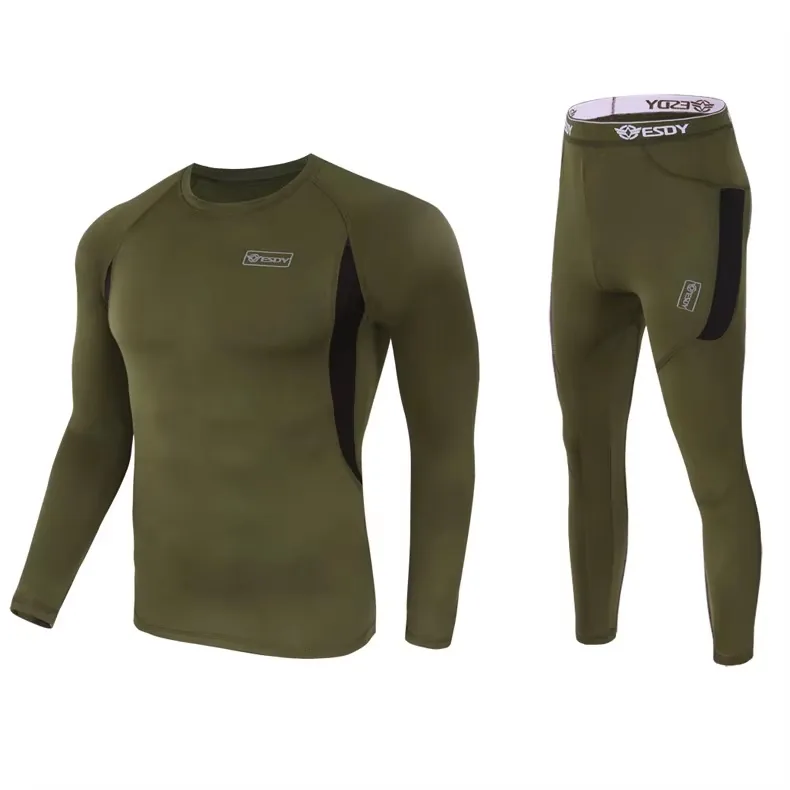 Tactical Ski Thermal Long Johns Set — Black view 3