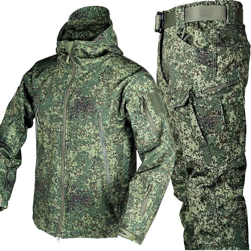 Windproof Soft Shell Hooded Tactical Jacket — Camo — Tactical Clothing