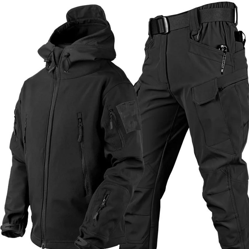 Windproof Soft Shell Hooded Tactical Jacket — Camo view 2