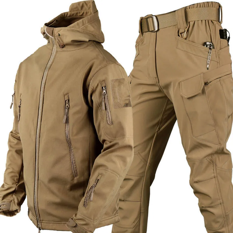 Windproof Soft Shell Hooded Tactical Jacket — Camo view 3