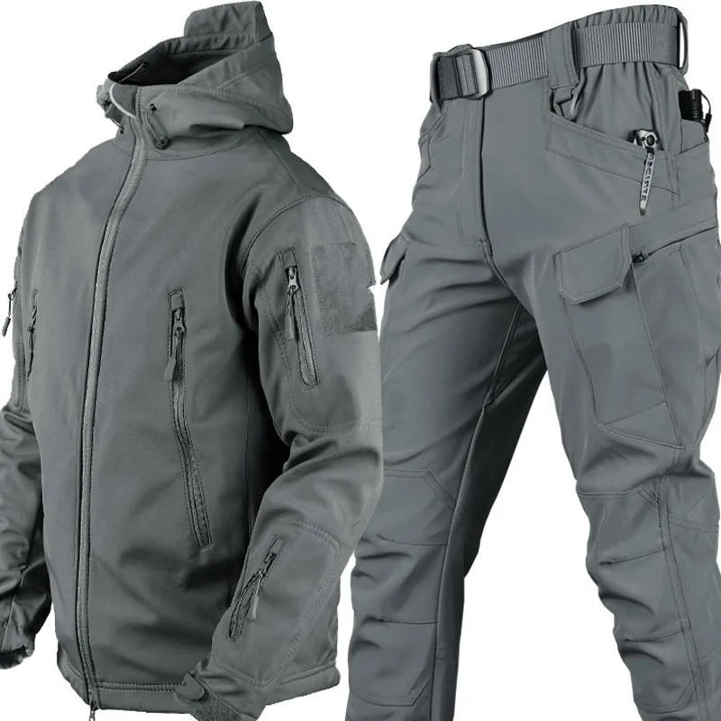 Windproof Soft Shell Hooded Tactical Jacket — Camo view 4