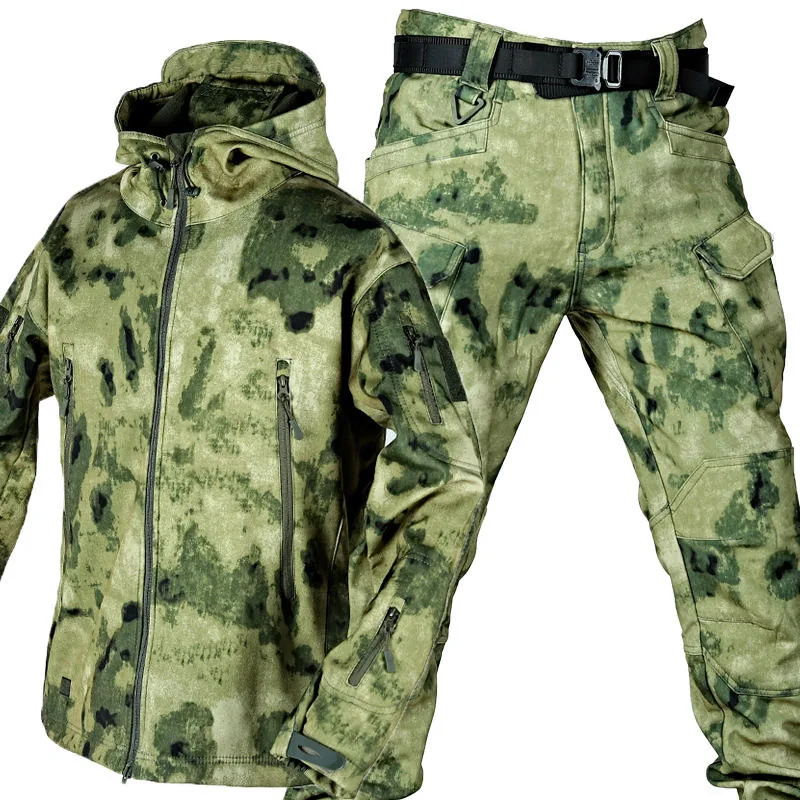 Windproof Soft Shell Hooded Tactical Jacket — Camo view 6