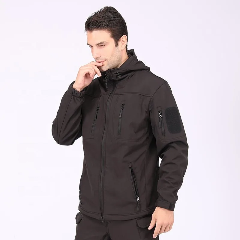 Softshell Winter Combat Fleece Jacket — Black view 3