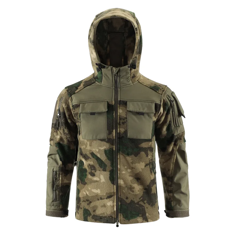 Multi-Pocket Splicing Fleece Jacket — Camo — Tactical Clothing