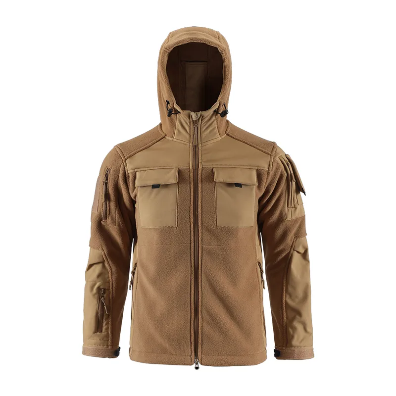 Multi-Pocket Splicing Fleece Jacket — Camo view 4