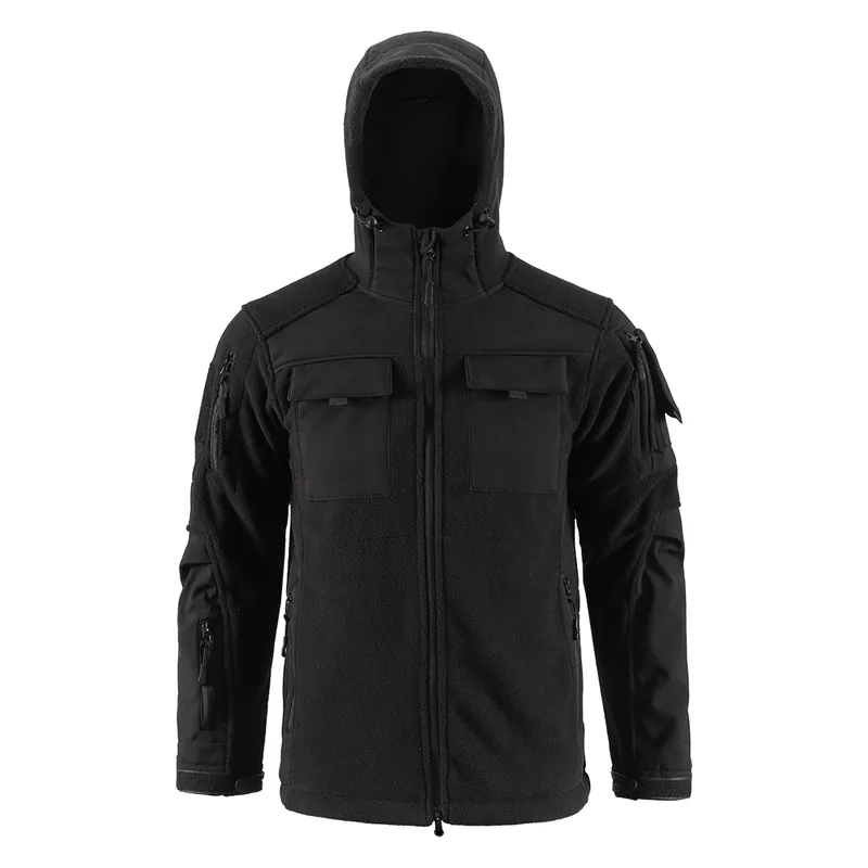 Multi-Pocket Splicing Fleece Jacket — Camo view 5