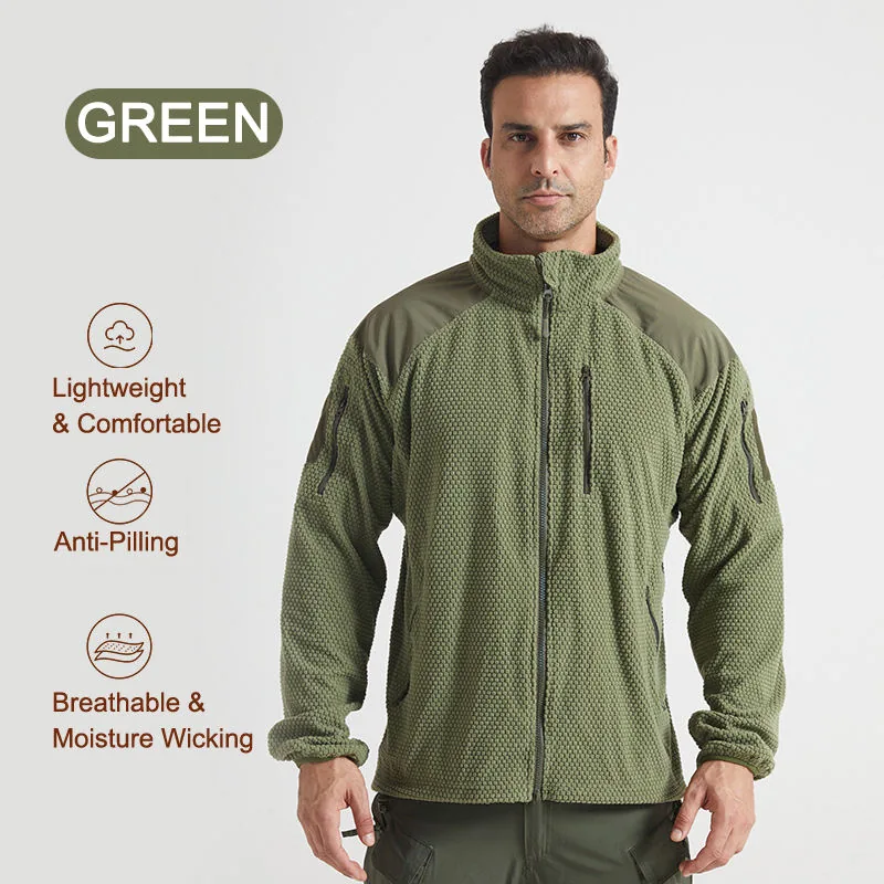 Waffle Fleece Outdoor Tactical Jacket — Black view 2