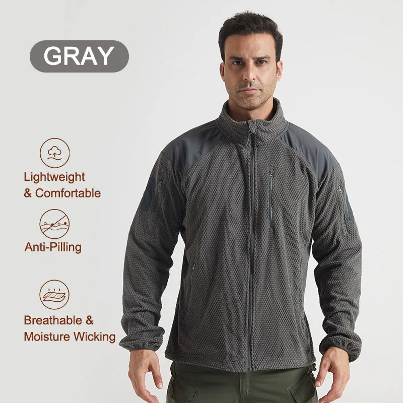Waffle Fleece Outdoor Tactical Jacket — Black view 3