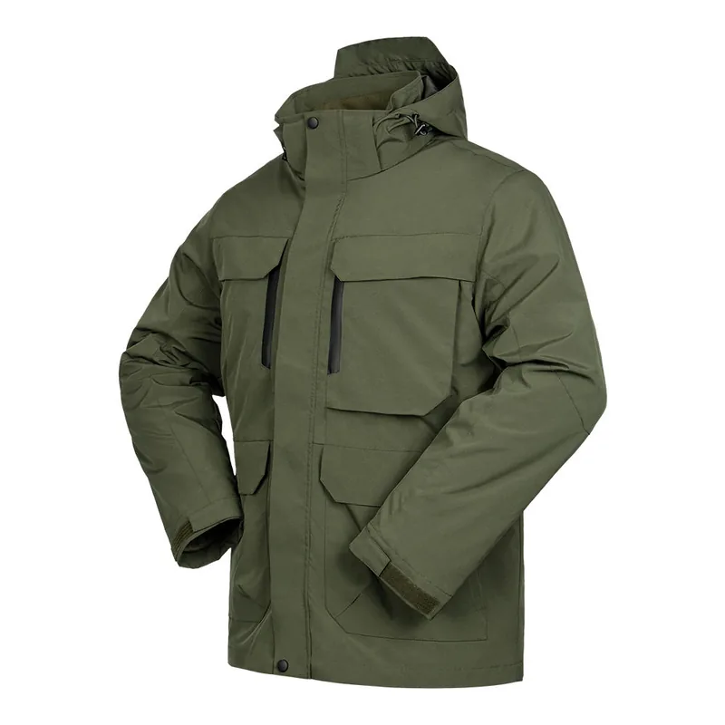 Lightweight Waterproof Hooded Rain Jacket — Black view 2