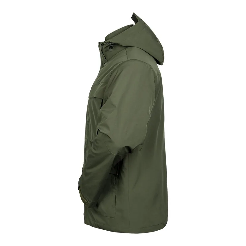 Lightweight Waterproof Hooded Rain Jacket — Black view 3