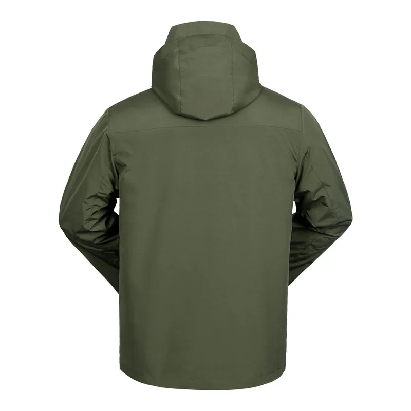 Lightweight Waterproof Hooded Rain Jacket — Black view 4
