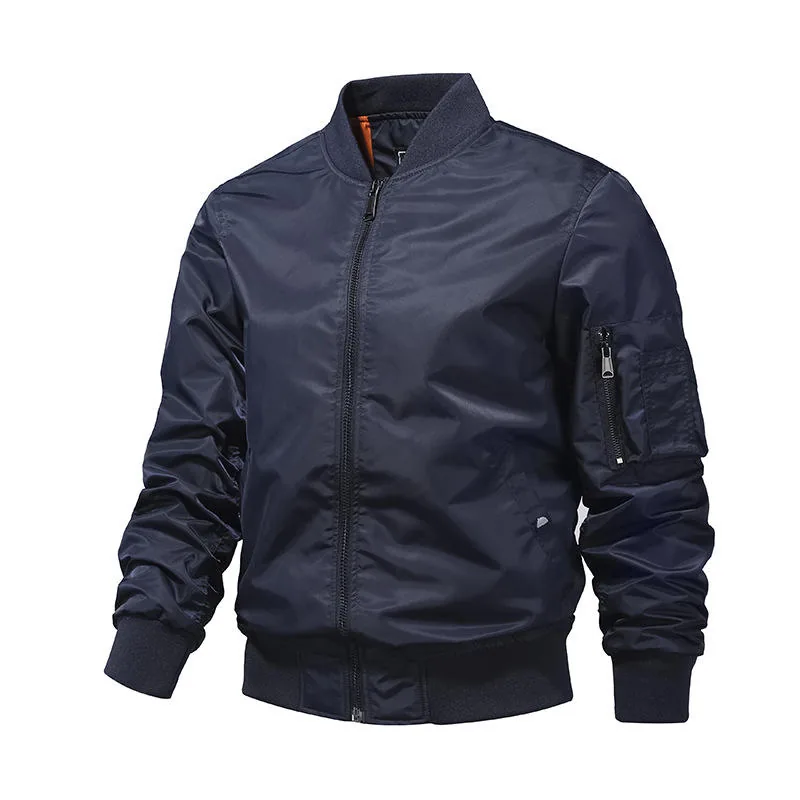 Custom Logo Baseball Flight Jacket — Blue view 3