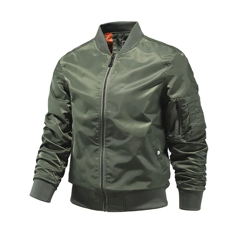 Custom Logo Baseball Flight Jacket — Blue view 4