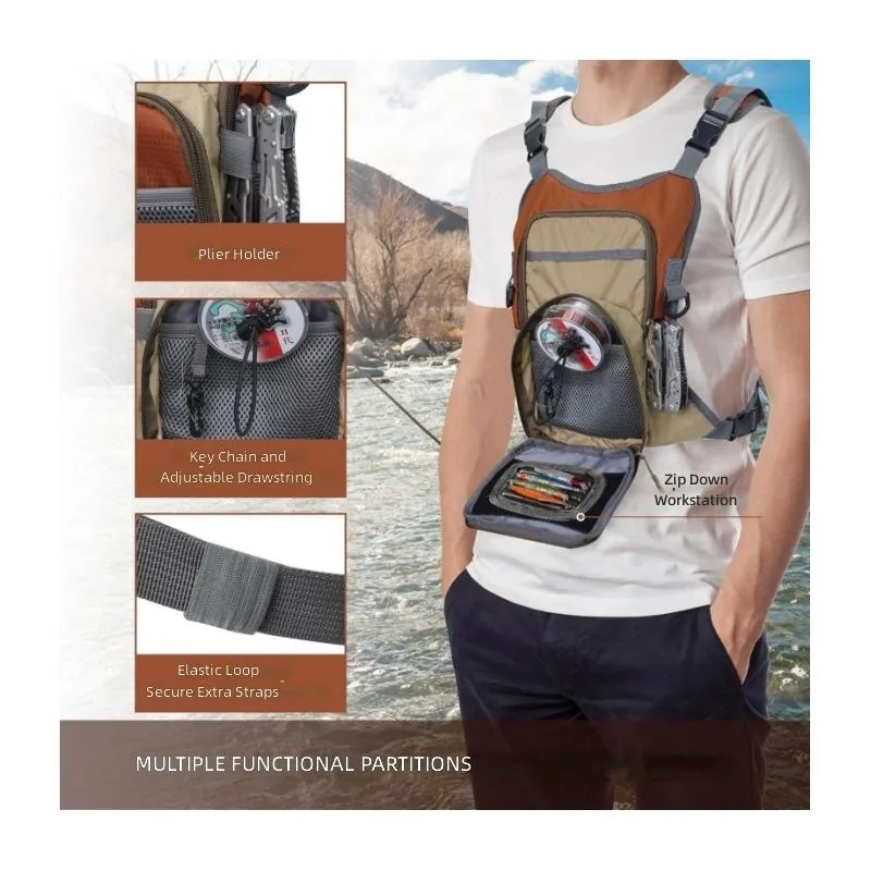 Multifunctional Waterproof Oxford Cloth Sea Fishing Chest Vest view 2