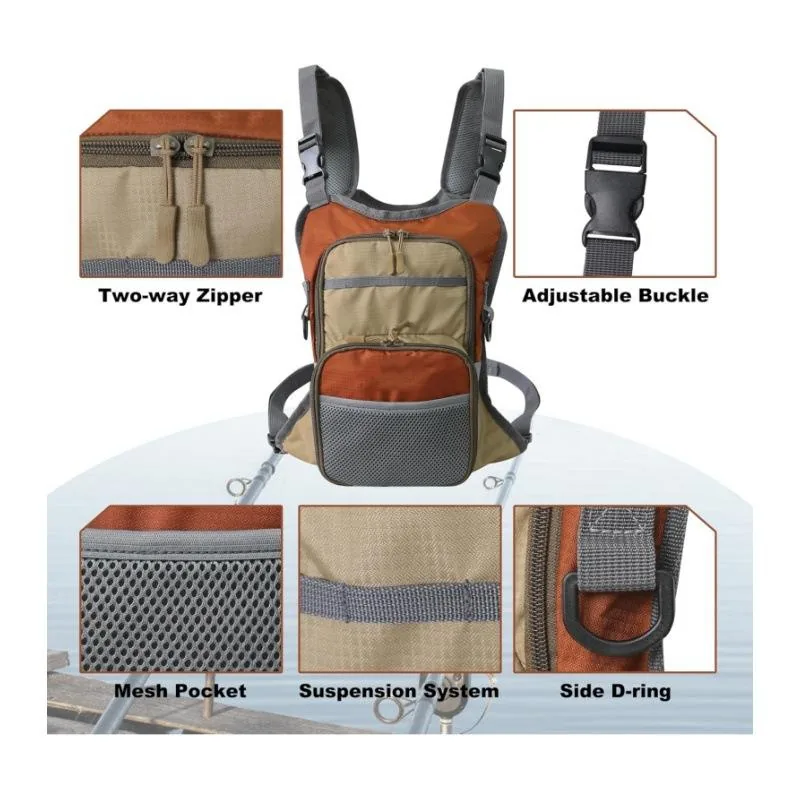 Multifunctional Waterproof Oxford Cloth Sea Fishing Chest Vest view 3