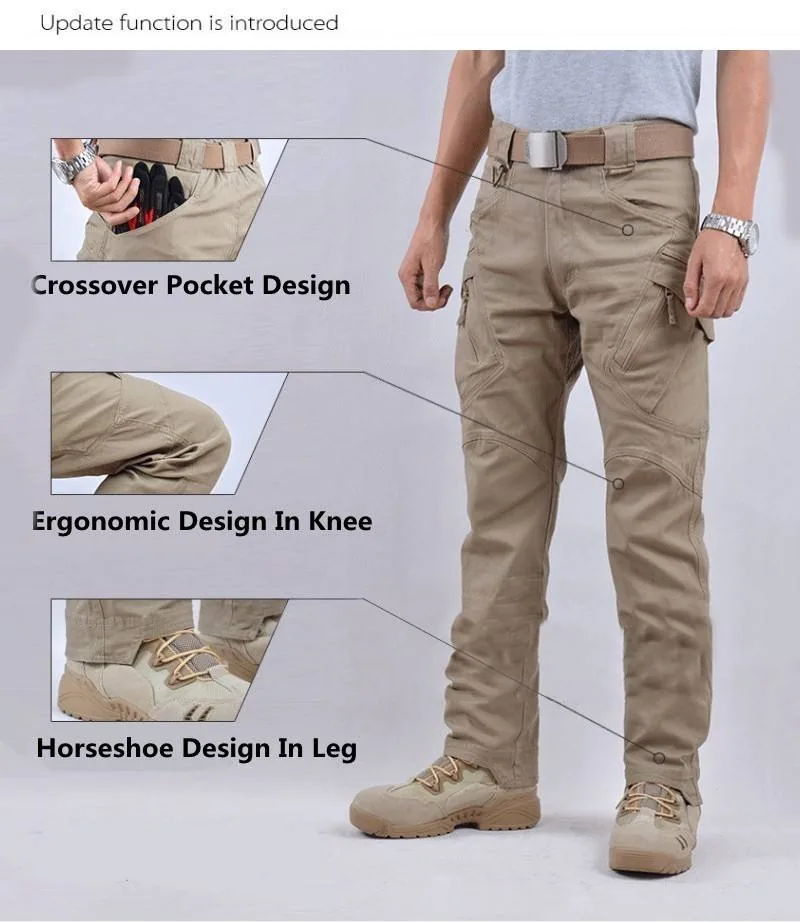 Mid-Waist Straight Casual Tactical Pants — Black view 3
