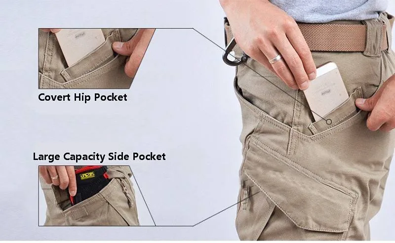 Mid-Waist Straight Casual Tactical Pants — Black view 4