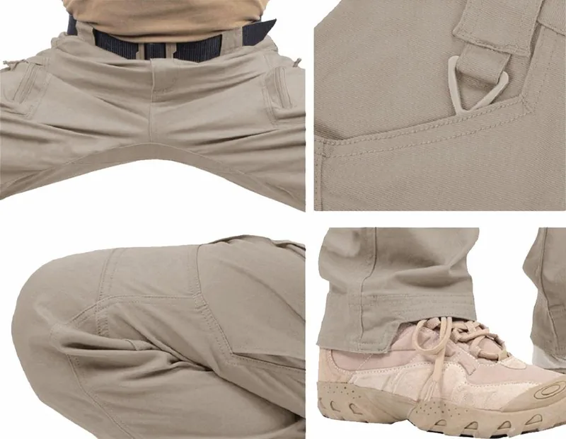 Mid-Waist Straight Casual Tactical Pants — Black view 5