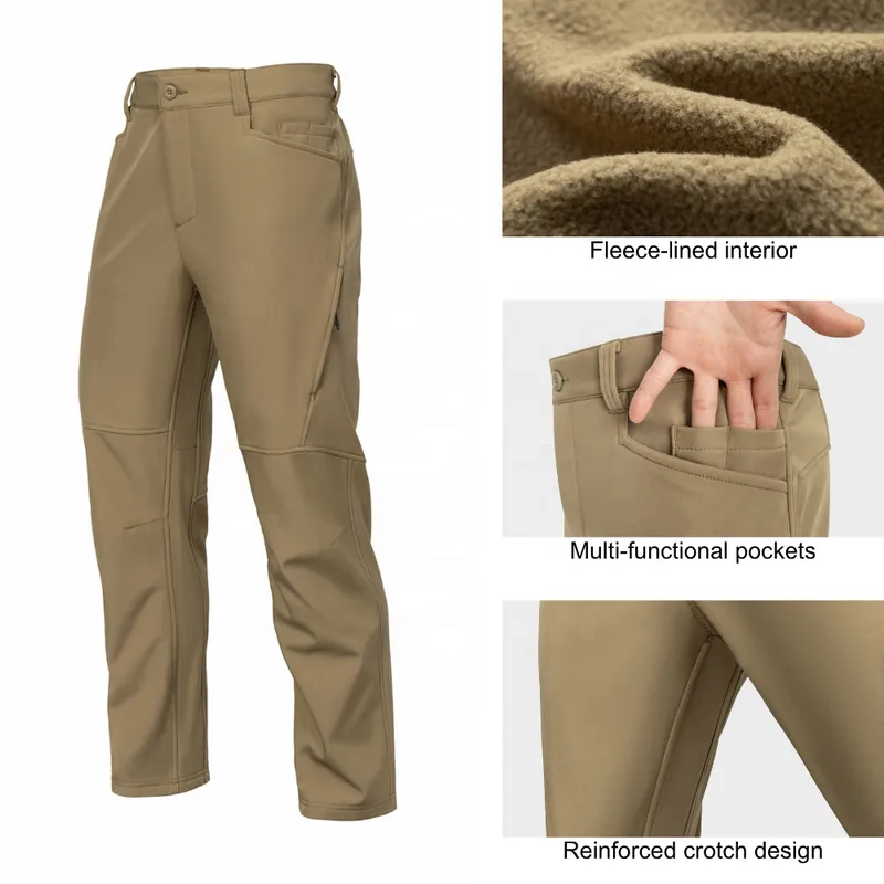 Fleece Lined Tactical Softshell Pants — Black view 3