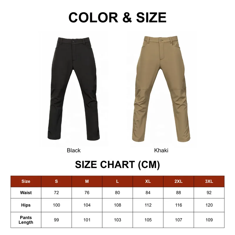 Fleece Lined Tactical Softshell Pants — Black view 4