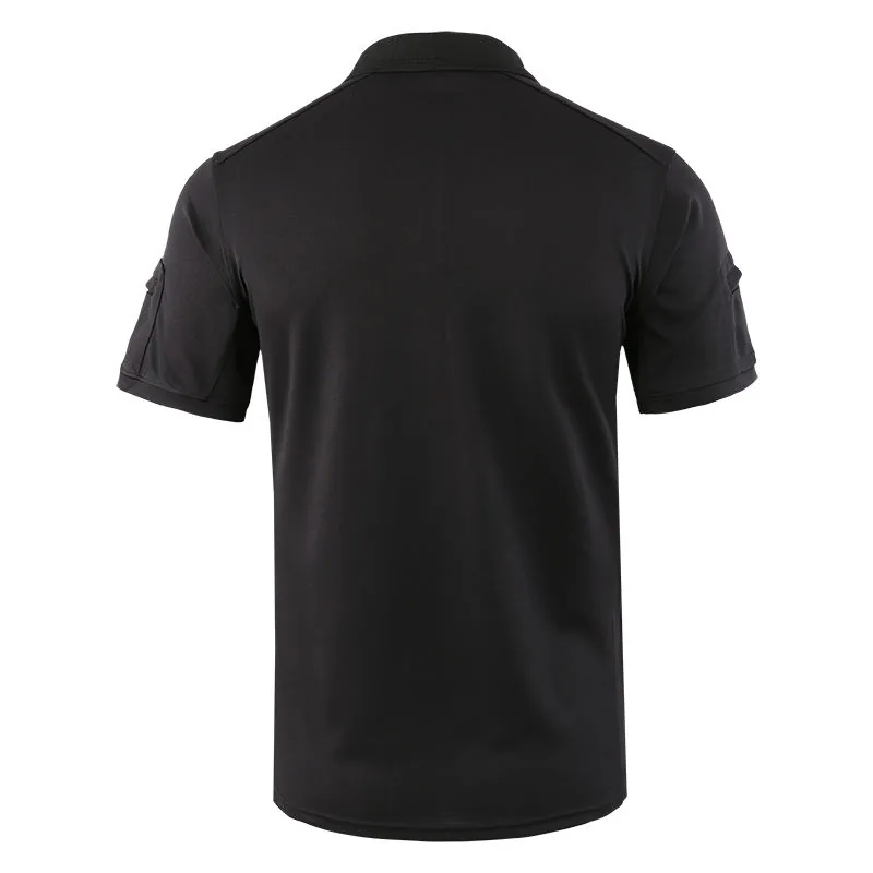 Outdoor Hiking Tactical Polo T-Shirt — Black view 2