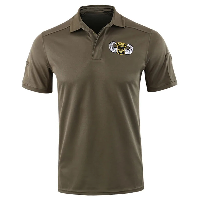 Outdoor Hiking Tactical Polo T-Shirt — Black view 3